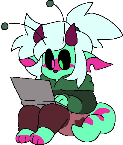 Aster using a laptop